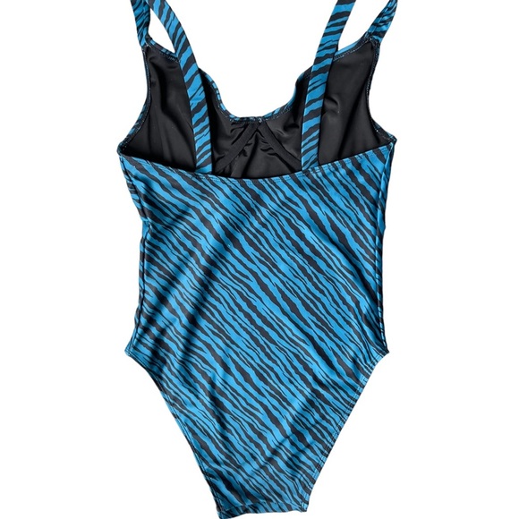 Faithfull The Brand Bettina One Piece Swimsuit Animal Print Blue/Black Size M - Picture 7 of 11